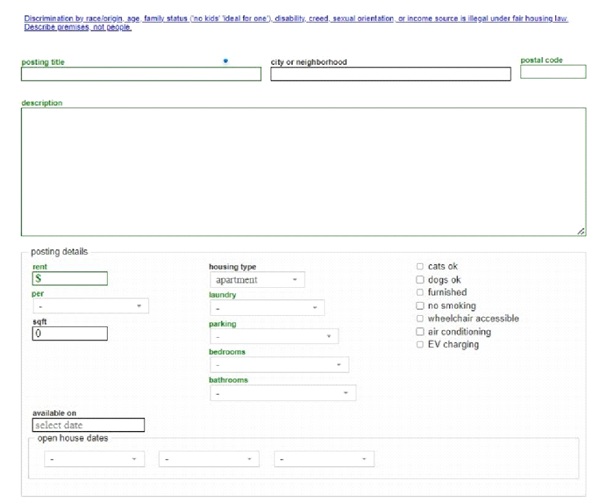 Craigslist posting details